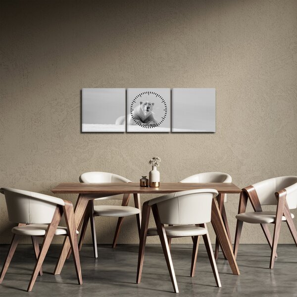 Obraz - Niedźwiedź polarny (z zegarem) (90x30 cm)