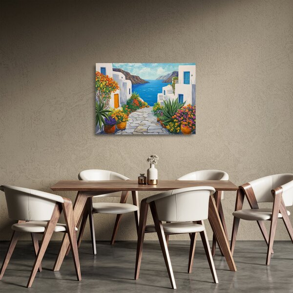 Obraz na szkle - Grecka uliczka (70x50 cm)