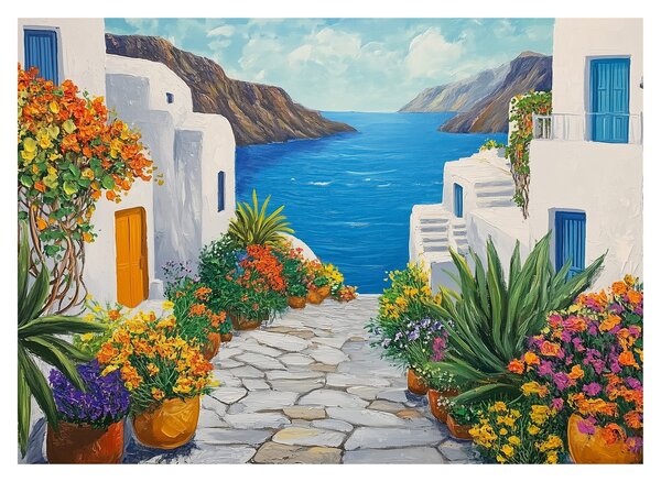Obraz - Grecka uliczka (70x50 cm)