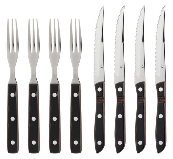 Sztućce ze stali nierdzewnej w czarno-srebrnym kolorze 8 szt. Old Farmer Classic – Gense