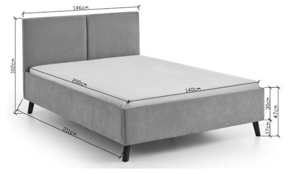 Beżowe tapicerowane łóżko dwuosobowe ze stelażem 140x200 cm Piano – Meise Möbel
