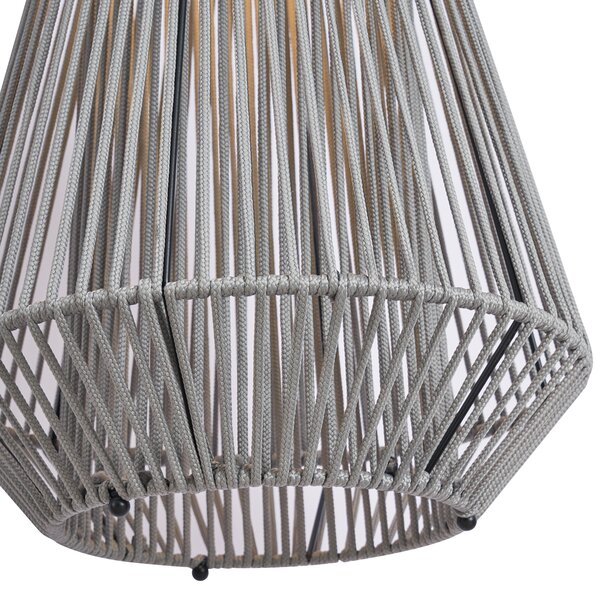 Lampa stołowa w stylu bohemy szara z LED, 3-stopniowa regulacja ściemniania IP54, ładowana solarnie - Duca