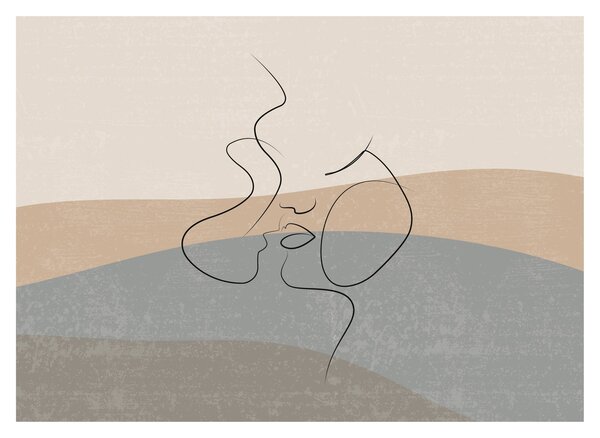Obraz - Line art kiss (70x50 cm)