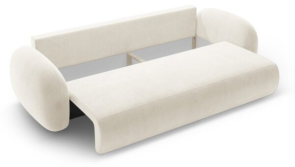 Kremowa aksamitna rozkładana/ze schowkiem sofa 262 cm Tonale – Cosmopolitan Design