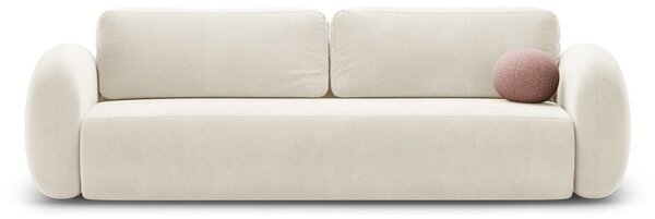 Kremowa aksamitna rozkładana/ze schowkiem sofa 262 cm Tonale – Cosmopolitan Design
