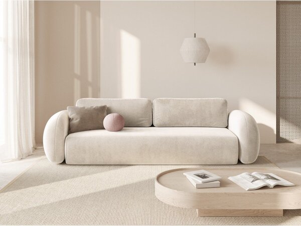 Kremowa aksamitna rozkładana/ze schowkiem sofa 262 cm Tonale – Cosmopolitan Design