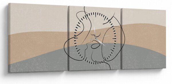 Obraz - Line art kiss (z zegarem) (90x30 cm)