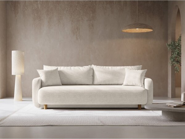 Kremowa rozkładana sofa ze schowkiem 231 cm Elen – Micadoni