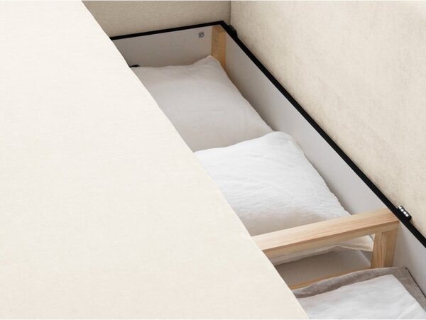 Kremowa rozkładana sofa ze schowkiem 231 cm Elen – Micadoni
