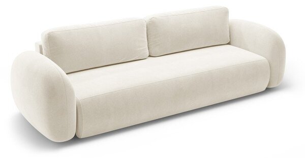 Kremowa aksamitna rozkładana/ze schowkiem sofa 262 cm Tonale – Cosmopolitan Design