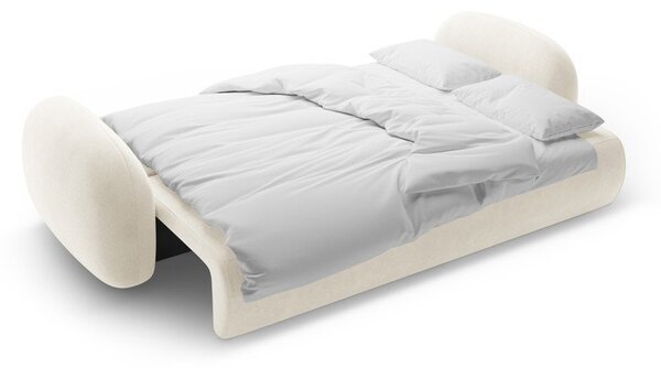 Kremowa aksamitna rozkładana/ze schowkiem sofa 262 cm Tonale – Cosmopolitan Design