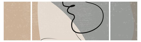 Obraz - Line art dwie twarze (170x50 cm)