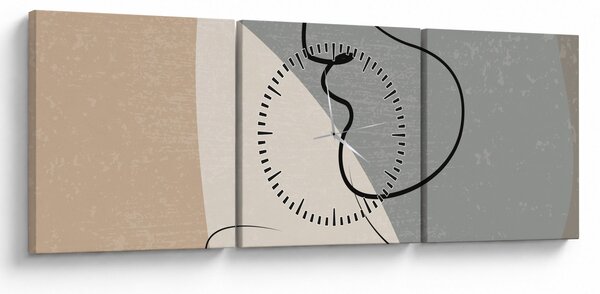 Obraz - Line art dwie twarze (z zegarem) (90x30 cm)