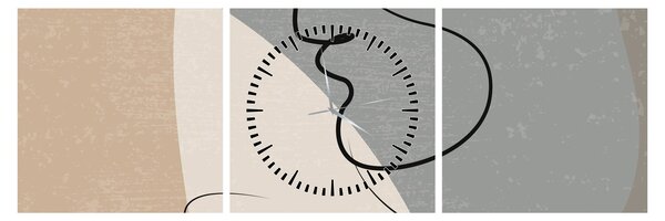 Obraz - Line art dwie twarze (z zegarem) (90x30 cm)
