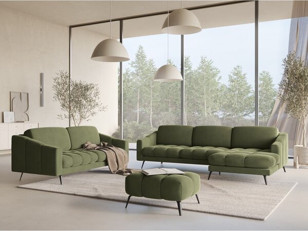 Zielona aksamitna sofa 238 cm Nalu – Makamii