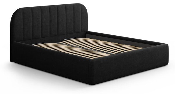 Czarne tapicerowane łóżko dwuosobowe ze schowkiem ze stelażem 140x200 cm Juno – Windsor & Co Sofas