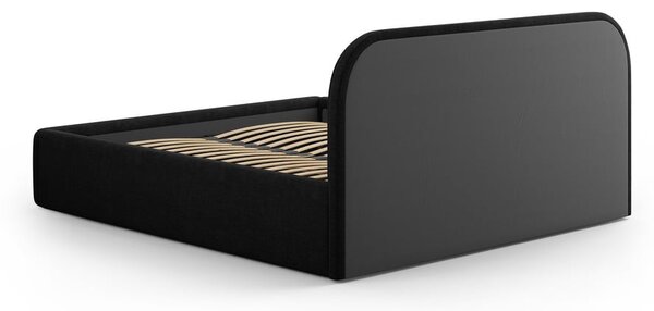 Czarne tapicerowane łóżko dwuosobowe ze schowkiem ze stelażem 140x200 cm Juno – Windsor & Co Sofas