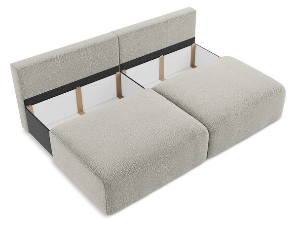 Jasnoszara rozkładana/ze schowkiem sofa 216 cm Kalena – Makamii
