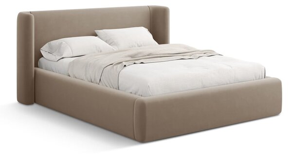 Jasnobrązowe tapicerowane łóżko dwuosobowe ze schowkiem ze stelażem 140x200 cm Jason – Windsor & Co Sofas