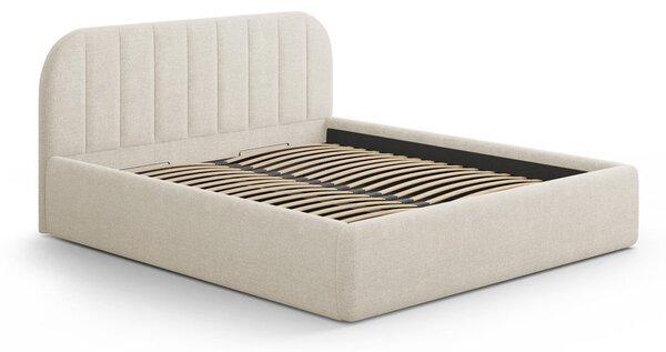 Kremowe tapicerowane łóżko dwuosobowe ze schowkiem ze stelażem 160x200 cm Juno – Windsor & Co Sofas