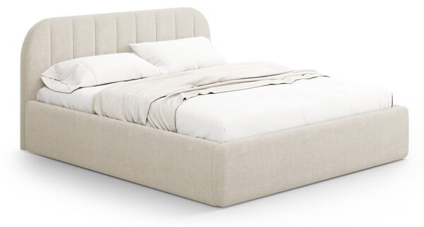 Kremowe tapicerowane łóżko dwuosobowe ze schowkiem ze stelażem 160x200 cm Juno – Windsor & Co Sofas