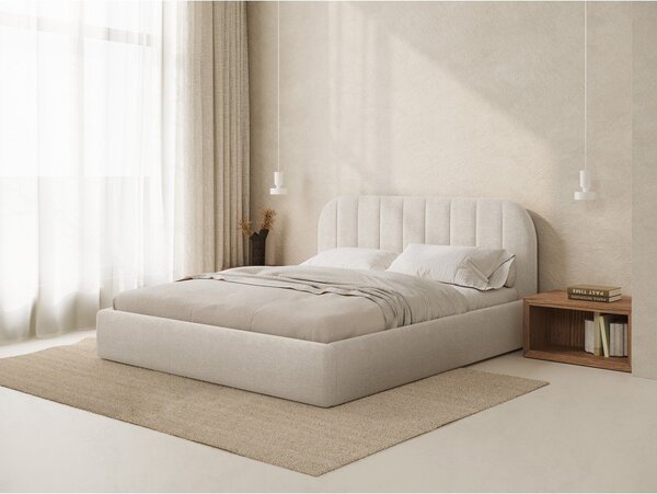 Kremowe tapicerowane łóżko dwuosobowe ze schowkiem ze stelażem 160x200 cm Juno – Windsor & Co Sofas