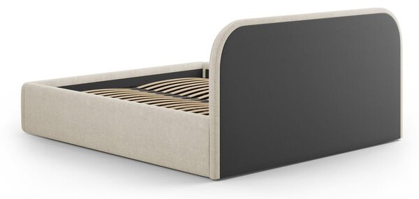 Kremowe tapicerowane łóżko dwuosobowe ze schowkiem ze stelażem 160x200 cm Juno – Windsor & Co Sofas