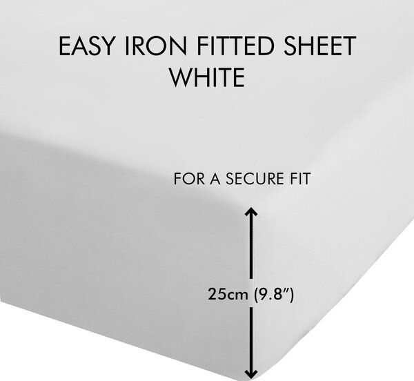 Białe prześcieradło z perkalu z gumką 90x190 cm Easy Iron Percale – Catherine Lansfield