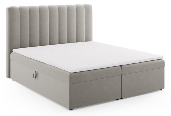 Szare łóżko boxspring ze schowkiem 180x200 cm Gina – Milo Casa