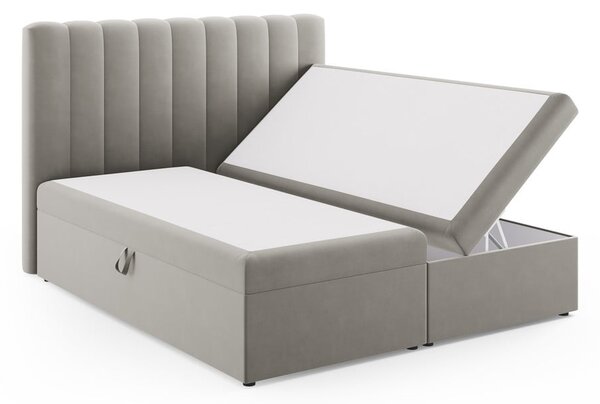 Szare łóżko boxspring ze schowkiem 180x200 cm Gina – Milo Casa