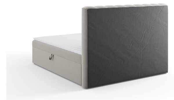Szare łóżko boxspring ze schowkiem 180x200 cm Gina – Milo Casa