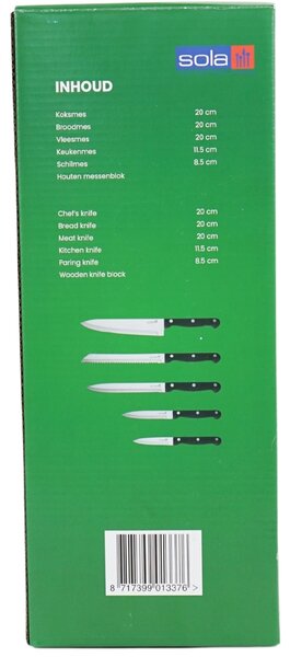 Zestaw noży SOLA KNIFE w drewnianym bloku, 6 szt
