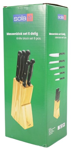 Zestaw noży SOLA KNIFE w drewnianym bloku, 6 szt