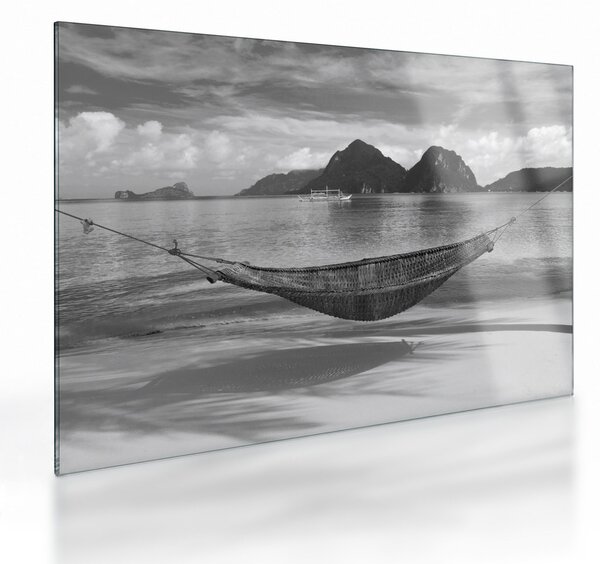Obraz na szkle - Hamak na plaży (70x50 cm)