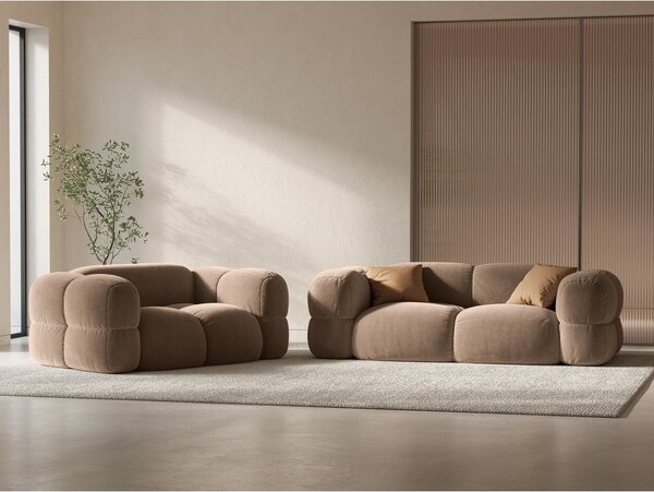 Brązowa aksamitna sofa 180 cm Loretto – Cosmopolitan Design