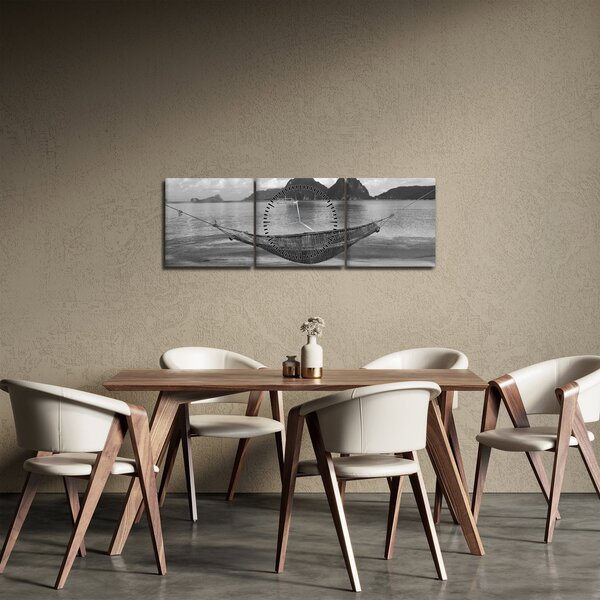 Obraz - Hamak na plaży (z zegarem) (90x30 cm)