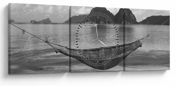 Obraz - Hamak na plaży (z zegarem) (90x30 cm)