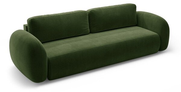 Zielona aksamitna rozkładana/ze schowkiem sofa 262 cm Tonale – Cosmopolitan Design