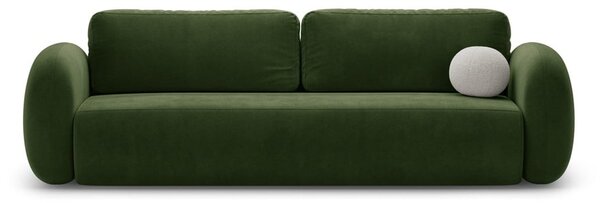 Zielona aksamitna rozkładana/ze schowkiem sofa 262 cm Tonale – Cosmopolitan Design