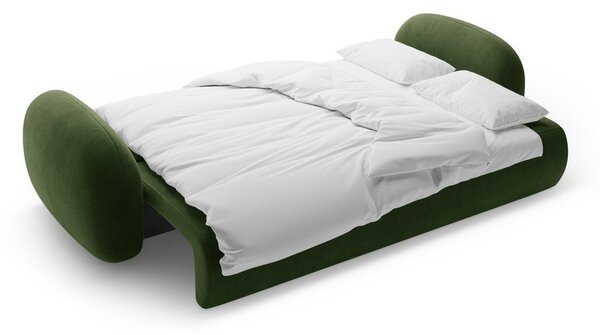 Zielona aksamitna rozkładana/ze schowkiem sofa 262 cm Tonale – Cosmopolitan Design
