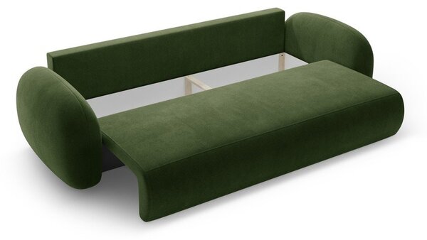 Zielona aksamitna rozkładana/ze schowkiem sofa 262 cm Tonale – Cosmopolitan Design
