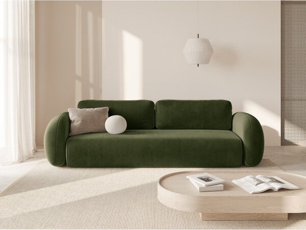 Zielona aksamitna rozkładana/ze schowkiem sofa 262 cm Tonale – Cosmopolitan Design