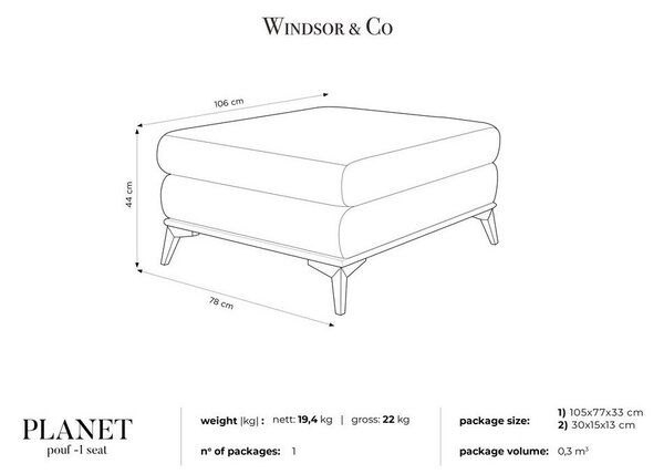 Ciemnoszary puf Windsor & Co Sofas Planet