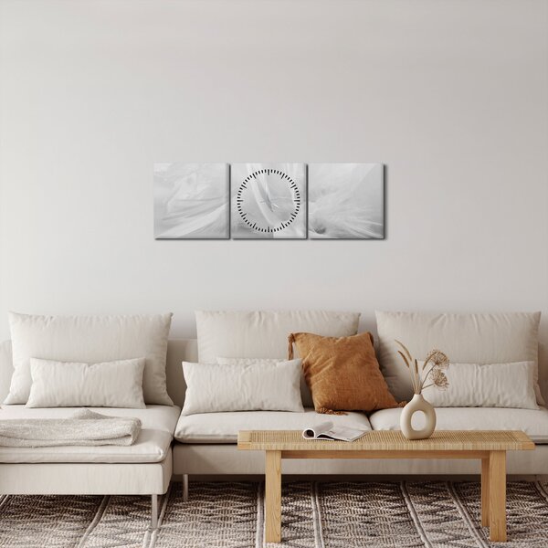 Obraz - Pióra (z zegarem) (90x30 cm)