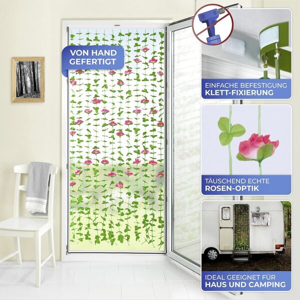 Czerwono-zielona zasłona na drzwi 90x190 cm Roses – Maximex