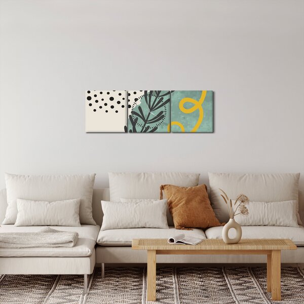 Obraz - Arkusze abstrakcyjne N⁰1 (z zegarem) (90x30 cm)