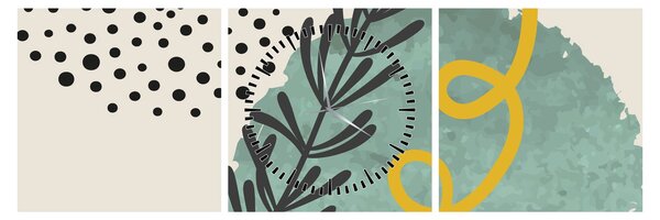 Obraz - Arkusze abstrakcyjne N⁰1 (z zegarem) (90x30 cm)