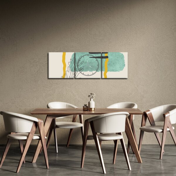 Obraz - Arkusze abstrakcyjne N⁰2 (z zegarem) (90x30 cm)