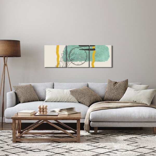 Obraz - Arkusze abstrakcyjne N⁰2 (z zegarem) (90x30 cm)