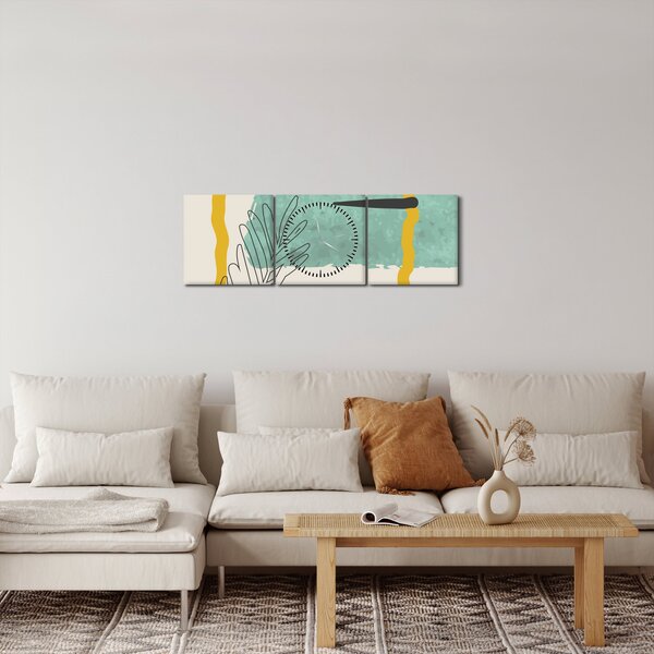 Obraz - Arkusze abstrakcyjne N⁰2 (z zegarem) (90x30 cm)
